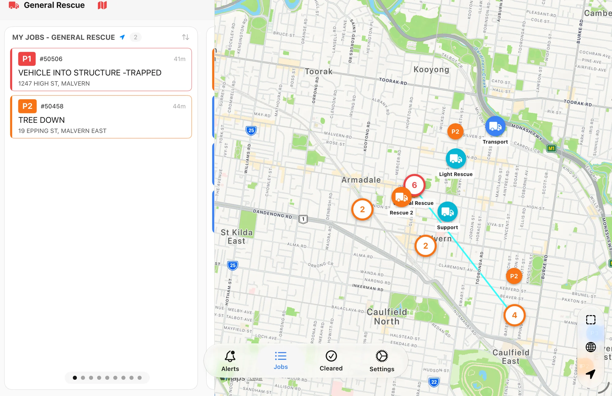 Vantage MDT on an iPad with the board on the left and the map on the right